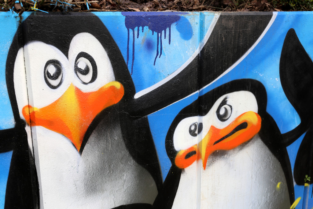 Graffiti mit Pinguinen