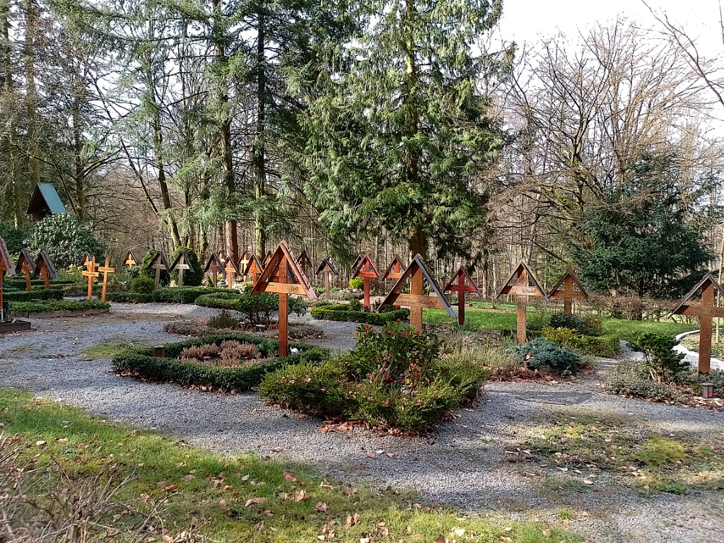 Friedhof mit Holzkreuzen